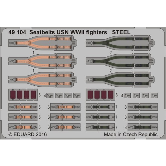 1/48 WWII USN Fighters Seatbelts (Steel, 1 Photo-Etched Sheet)