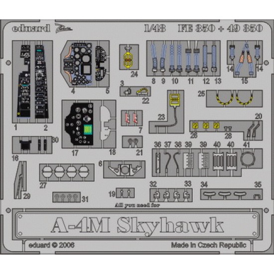 1/48 A-4M Skyhawk Colour Photoetch Detail Set Vol.1 for Hasegawa kit