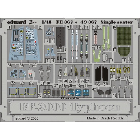 Colour Photoetch for 1/48 EF-2000 Typhoon Single Seater for Revell kit