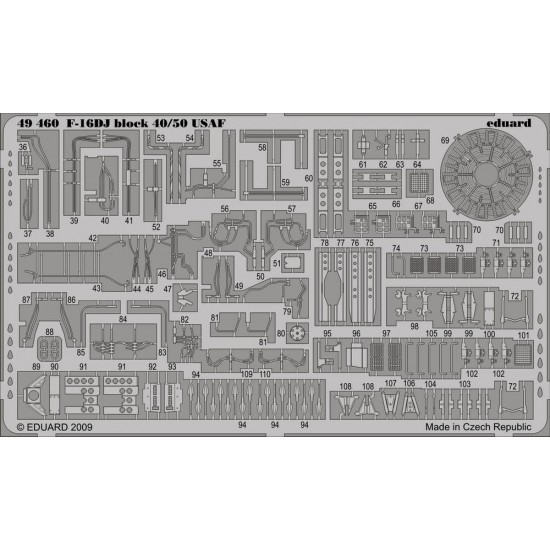 Colour Photoetch for 1/48 F-16DJ Block 40/50 USAF for Kinetic