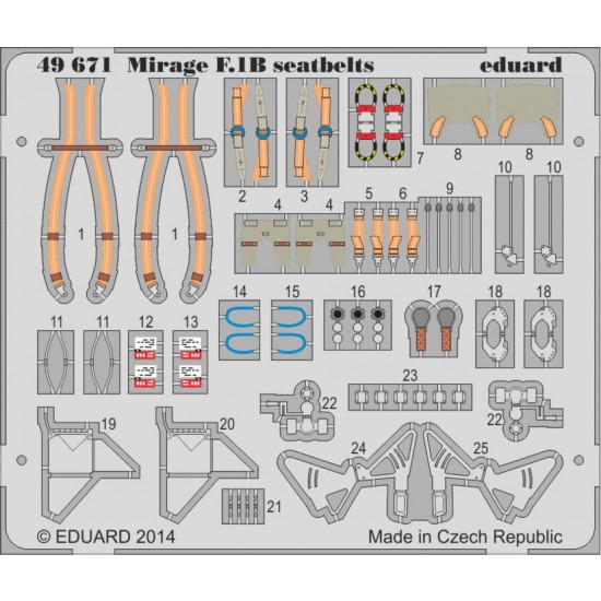 1/48 Dassault Mirage F.1B Seatbelts for Kittyhawk kits