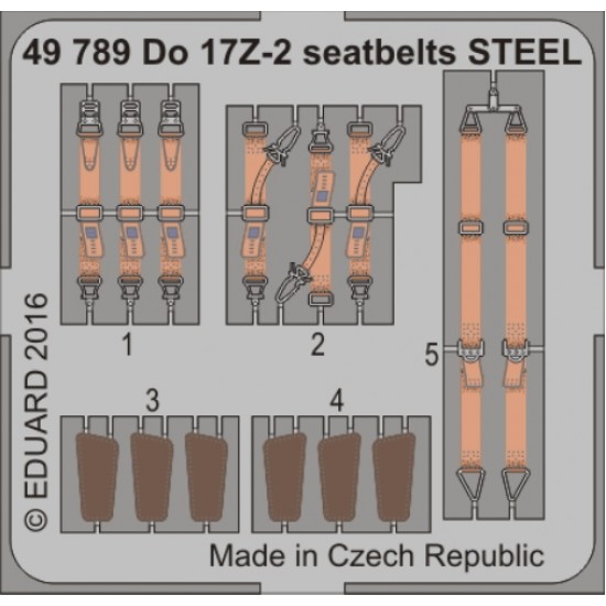 1/48 Dornier Do 17Z-2 Seatbelts for ICM kit #48244 (Steel, 1 Photo-Etched Sheet)