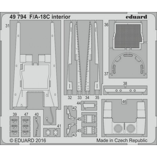 1/48 McDonnell-Douglas F/A-18C Hornet Interior Detail Set for Kinetic kit K48031 (2PE)