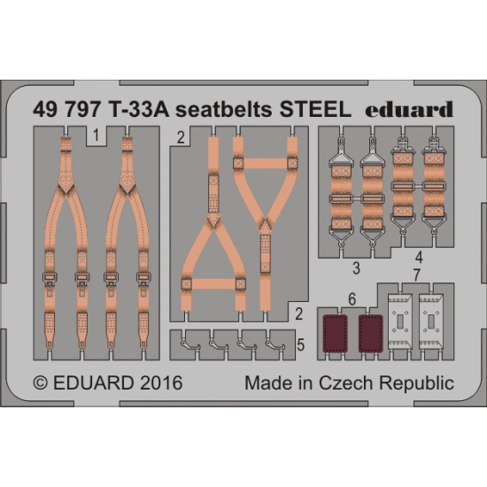1/48 Lockheed T-33A "Shooting Star" Seatbelts for Great Wall Hobby L4819 (Steel, 1PE)