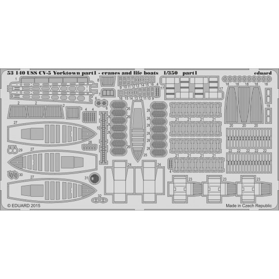 1/350 USS CV-5 Yorktown Part 1: Cranes & Life Boats for Merit kit #65301 (2PE) 