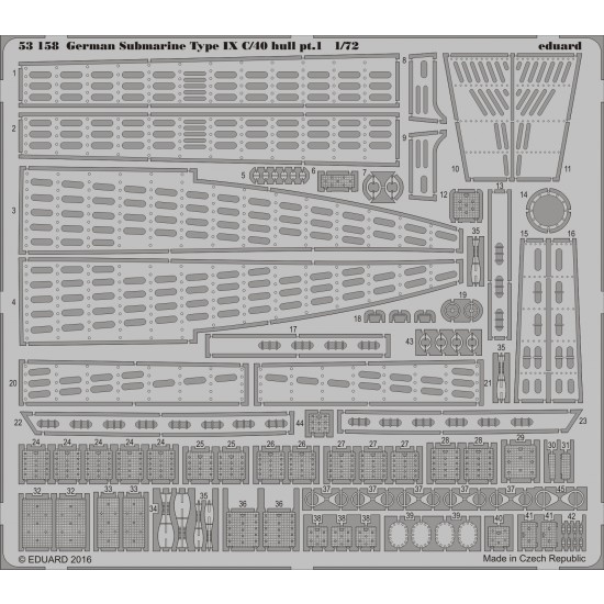 1/72 German Submarine Type IX C/40 Hull Detail Set Part 1 for Revell #05133 kit (1PE)