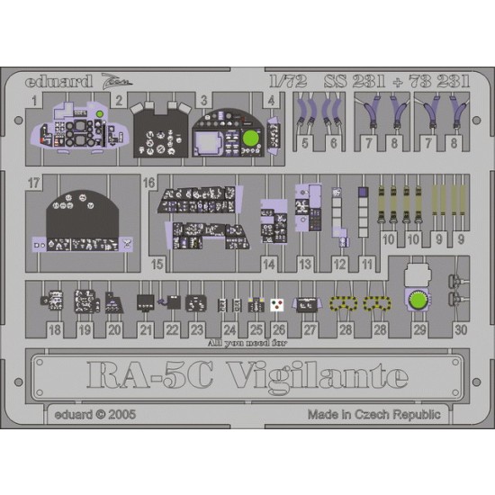1/72 RA-5C Vigilante Colour Photoetch Set Vol.1 for Trumpeter kit