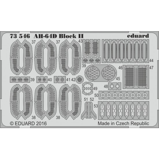 1/72 Boeing AH-64D Block II Interior Detail Set for Academy #12514 (1 Photo-Etched Sheet)