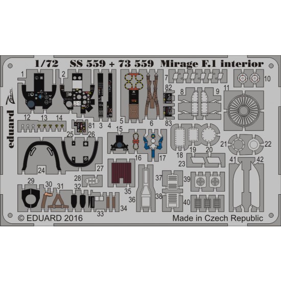 1/72 Dassault Mirage F.1 Interior Detail Set for Special Hobby (2 Photo-Etched Sheets)   