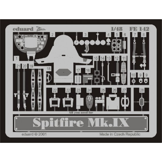 Photoetch for 1/48 Supermarine Spitfire Mk.IX for ICM kit