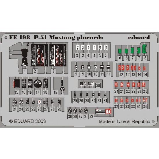 Colour Photoetch for 1/48 P-51 Mustang Placards