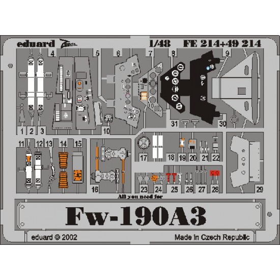 1/48 Focke-Wulf Fw 190A-3 Colour Photoetch Set Vol.2 for Tamiya kit