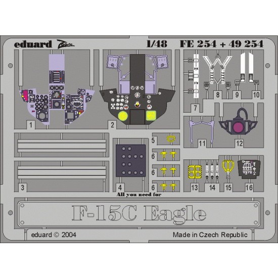 Colour Photoetch for 1/48 F-15C Eagle for Academy kit