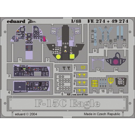 Colour Photoetch for 1/48 F-15C Eagle for Hasegawa kit