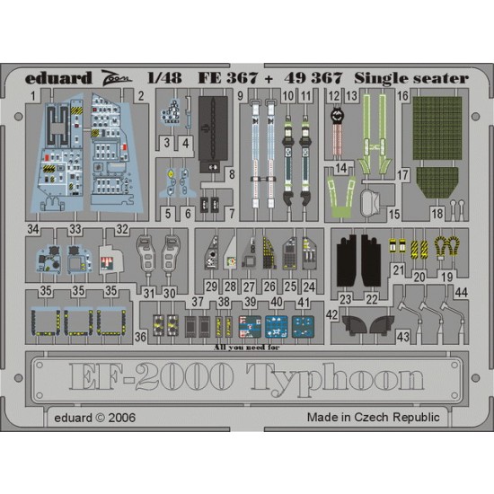 Colour Photoetch for 1/48 Eurofighter EF-2000 Typhoon Single Seater for Revell