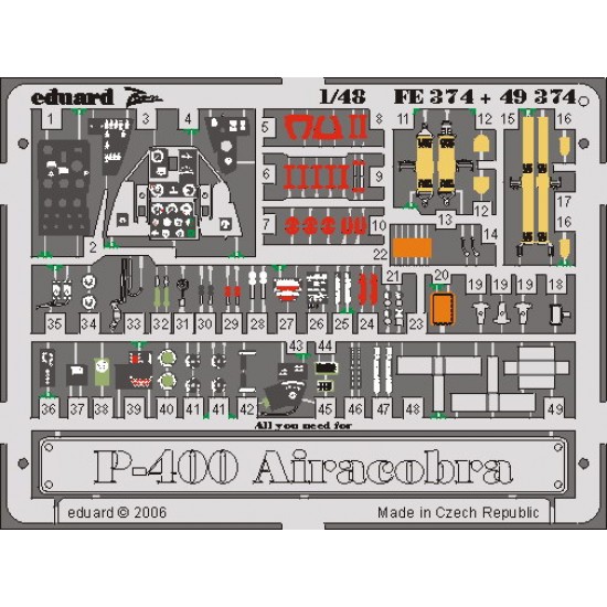 Colour Photoetch I for 1/48 P-39/P-400 Airacobra for Hasegawa kit