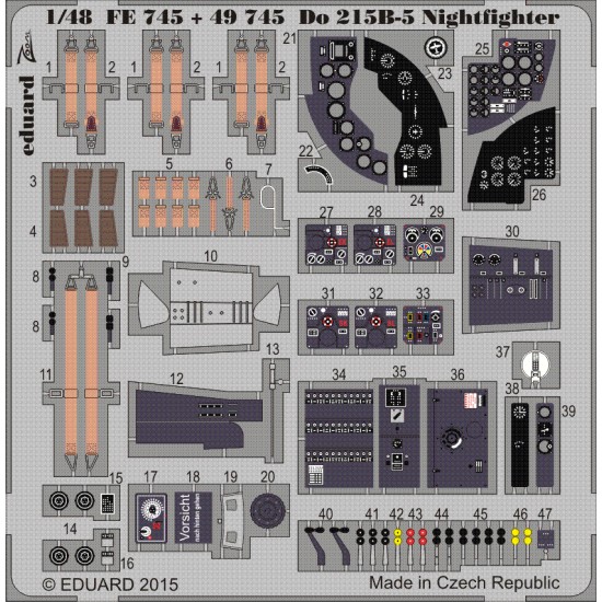 1/48 Dornier Do 215B-5 Nightfighter Interior Detail Set for ICM kit #48242 (1 PE sheet)