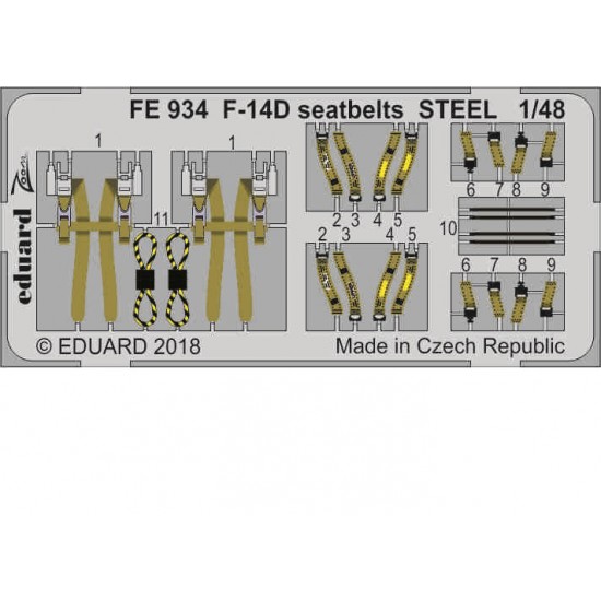 1/48 Grumman F-14D Tomcat Seatbelts STEEL Detail Set for Tamiya kits