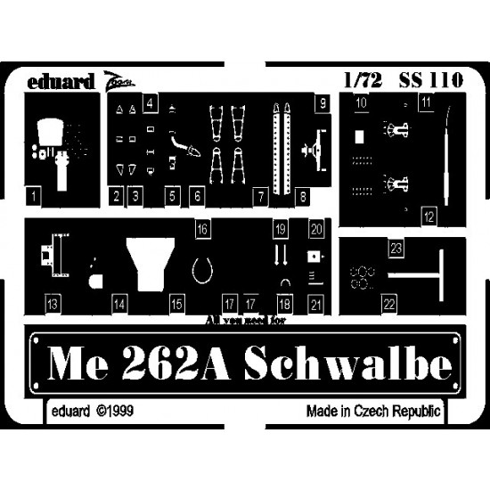 Photoetch for 1/72 Messerschmitt Me 262A Schwalbe for Revell kit