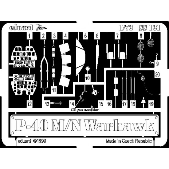 Photoetch for 1/72 P-40M/N Warhawk for Academy kit