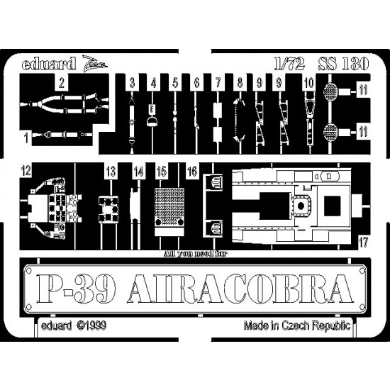 Photoetch for 1/72 Bell P-39 Airacobra for Academy kit