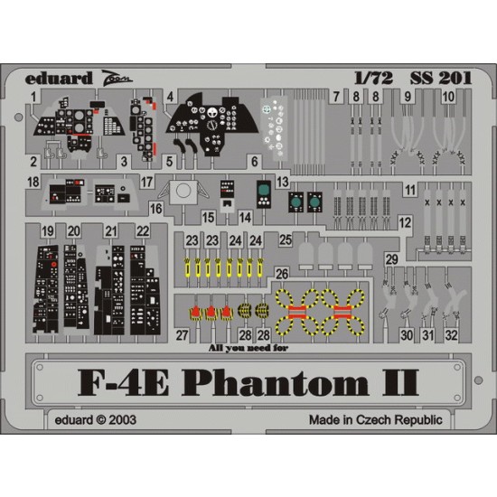 1/72 F-4E Phantom II Colour Photoetch Set Vol.2 for Hasegawa kit