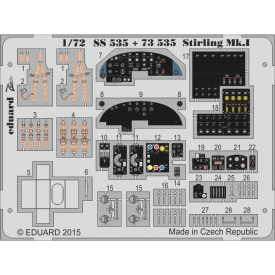1/72 Short Stirling Mk.I Interior Detail Set for Italeri kit #1335 (1 PE sheet)