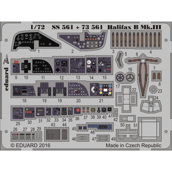 1/72 Handley-Page Halifax B Mk.III Interior Detail Set for Revell (1 Photo-Etched Sheet)