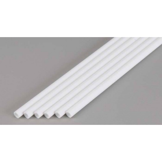 Opaque White Styrene Round Tubing Diameter: 6.3mm/.250" - 5pcs Length: 60cm (24")