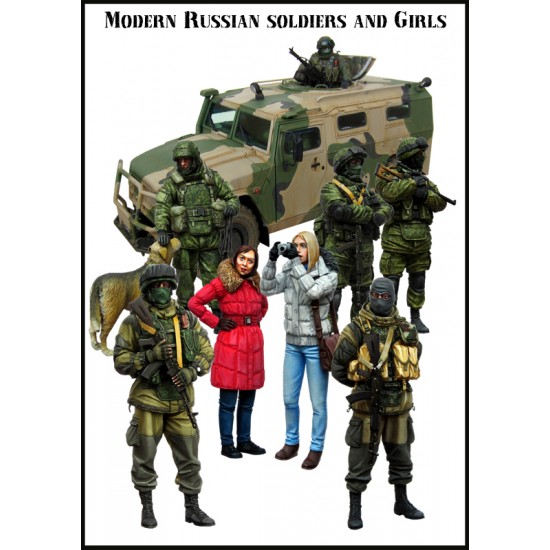 1/35 Modern Russian Soldiers and Girls Set (6 Soldiers + 2 Girls)