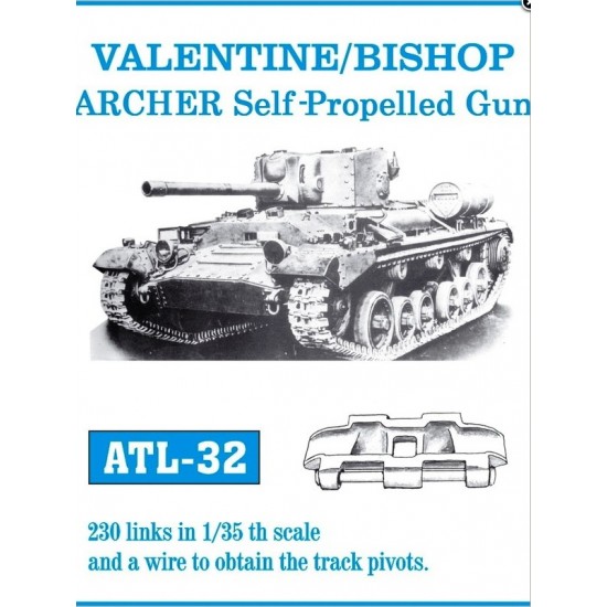 Metal Tracks for 1/35 British Valentine/Bishop Self-Propelled Gun (230 links)