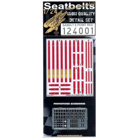 1/24 Sabelt 6 point Harness/Seatbelts (Red)