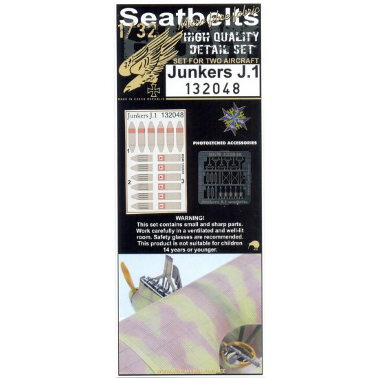 1/32 Junkers J.1 Seatbelts for Wingnut Wings kit