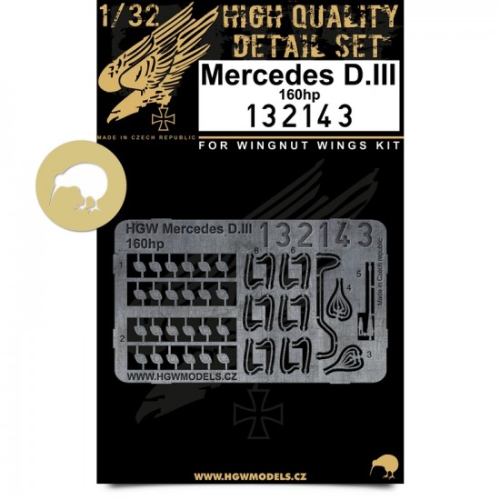 1/32 Mercedes D.III 160hp Photo-Etched Set for Wingnut Wings kit