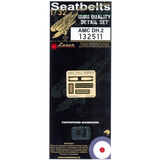 1/32 AMC DH.2 Seatbelts (Laser Cut) for Wingnut Wings kit