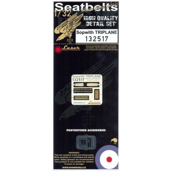 1/32 Sopwith Triplane Seatbelts (Laser Cut) for Wingnut Wings