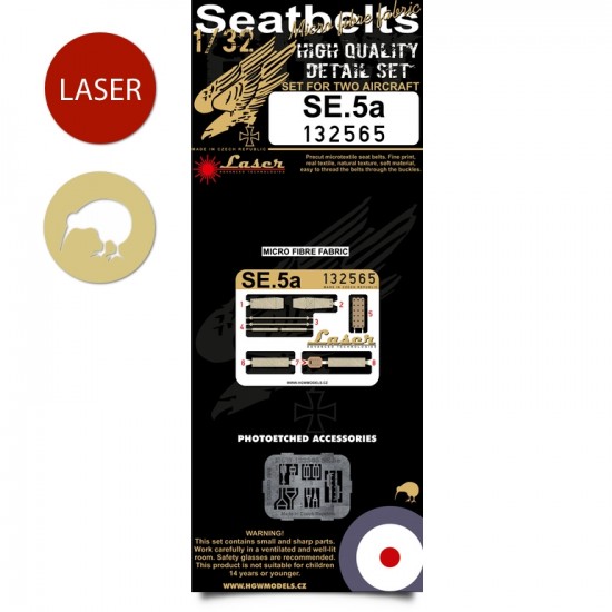 1/32 RAF SE.5a Hisso Seatbelts for Wingnut Wings kit (Laser Cut)