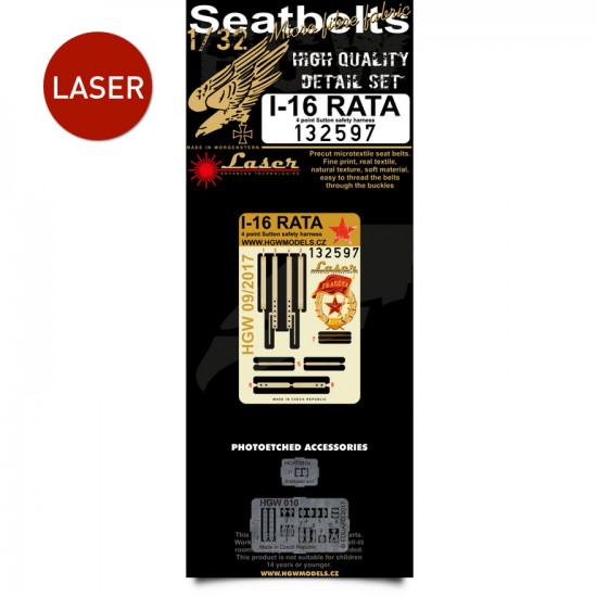1/32 I-16 RATA Seat Belts (laser cut, double-sided printing)