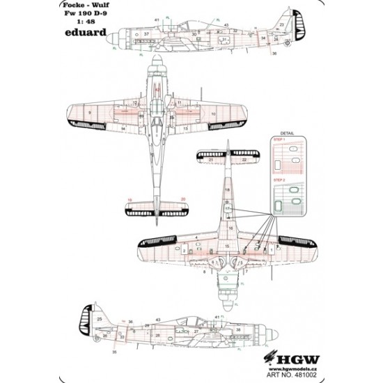 1/48 Focke-Wulf Fw 190D-9 Positive Rivets for Eduard kit (Complete Set)