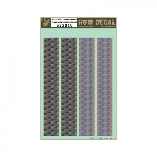 1/32 Decals for Lozenge 5 Colours Faded Transparent Fabric Texture Upper&Lower (A4 Sheet)