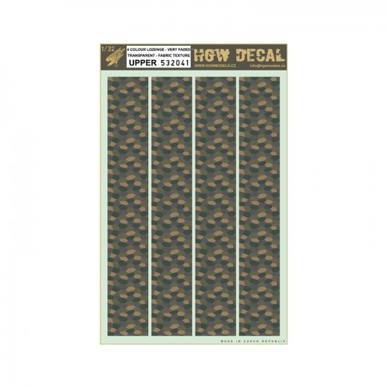 1/32 Decals for Lozenge 4 Colours Faded Transparent Fabric Texture Upper (A4 Sheet)