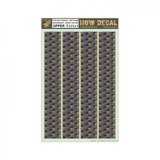 1/32 Decals for Lozenge 5 Colours Faded Transparent Fabric Texture Upper (A4 Sheet)