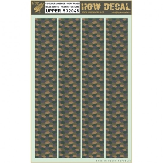 1/32 Decals for Lozenge 4 Colours Faded Base White Fabric Texture Upper (A4 Sheet)