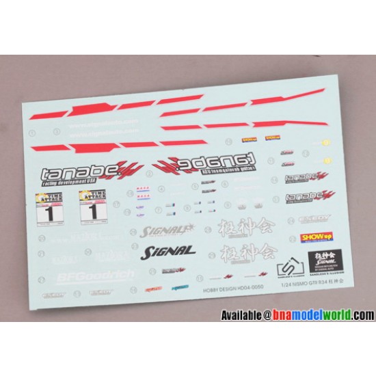 Decals for 1/24 Nismo GTR R34 "Signal"