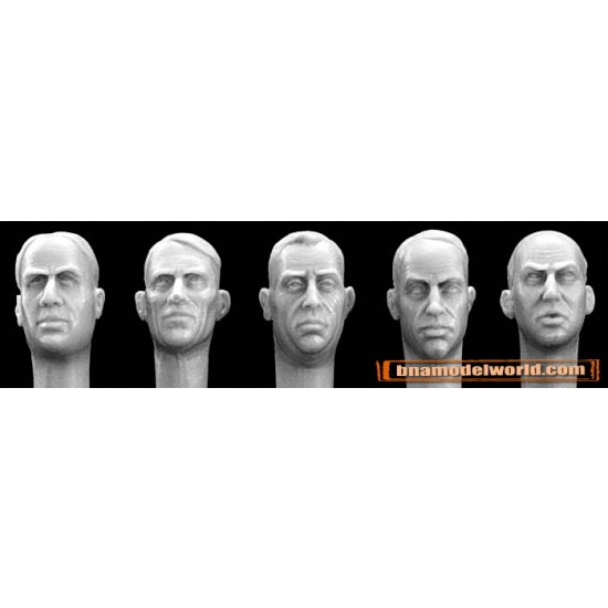 1/35 5x Different Middle Aged Euro Heads