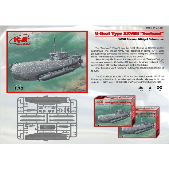 1/72 WWII German Midget Submarine Type XXVIIB U-Boat "Seehund" (Early)