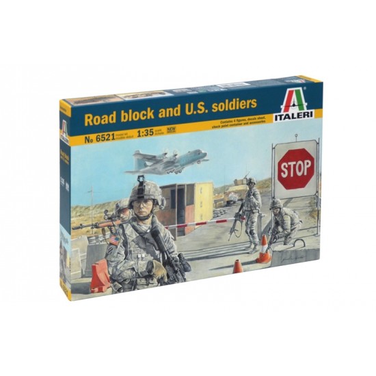 1/35 Road Block and US Soldiers (Road Block & 4 Figures)