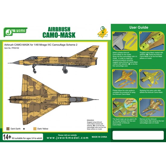 Airbrush Camo-Mask for 1/48 Dassault Mirage IIIC Camouflage Scheme 2