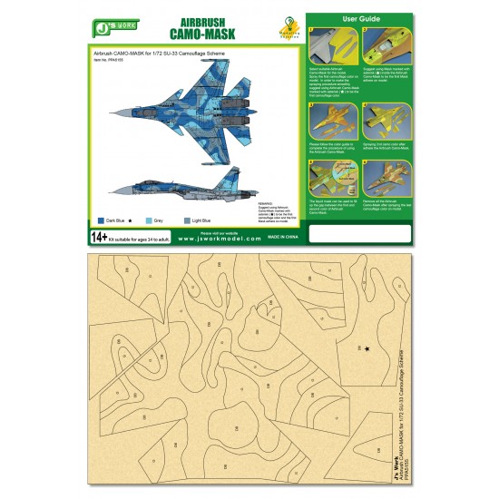 Airbrush Camo-Mask for 1/72 Sukhoi Su-33 Flanker D Camouflage Scheme