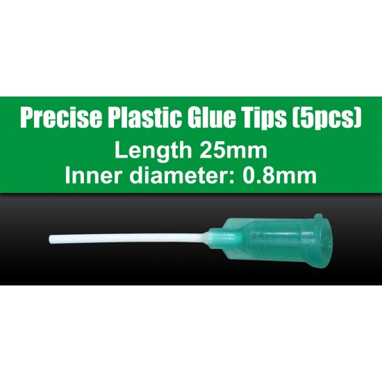 Precise Plastic Glue Tips (5pcs, Inner Diameter: 0.8mm, Length: 25mm)